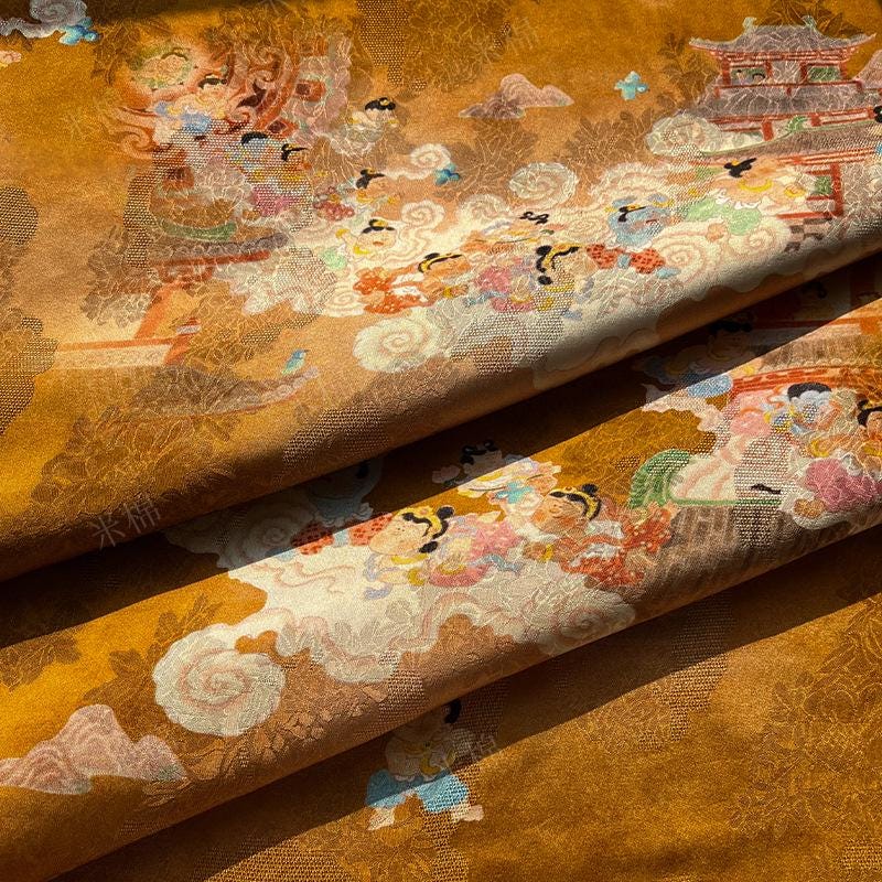 Jacquard Xiangyun Rayon Silk Fabric, Xianque Spring"W