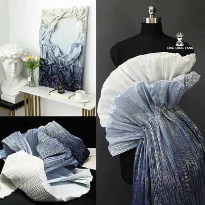 Pleated Crepe Fabric: 59"W Gradient Colors, DIY Costume & Decor