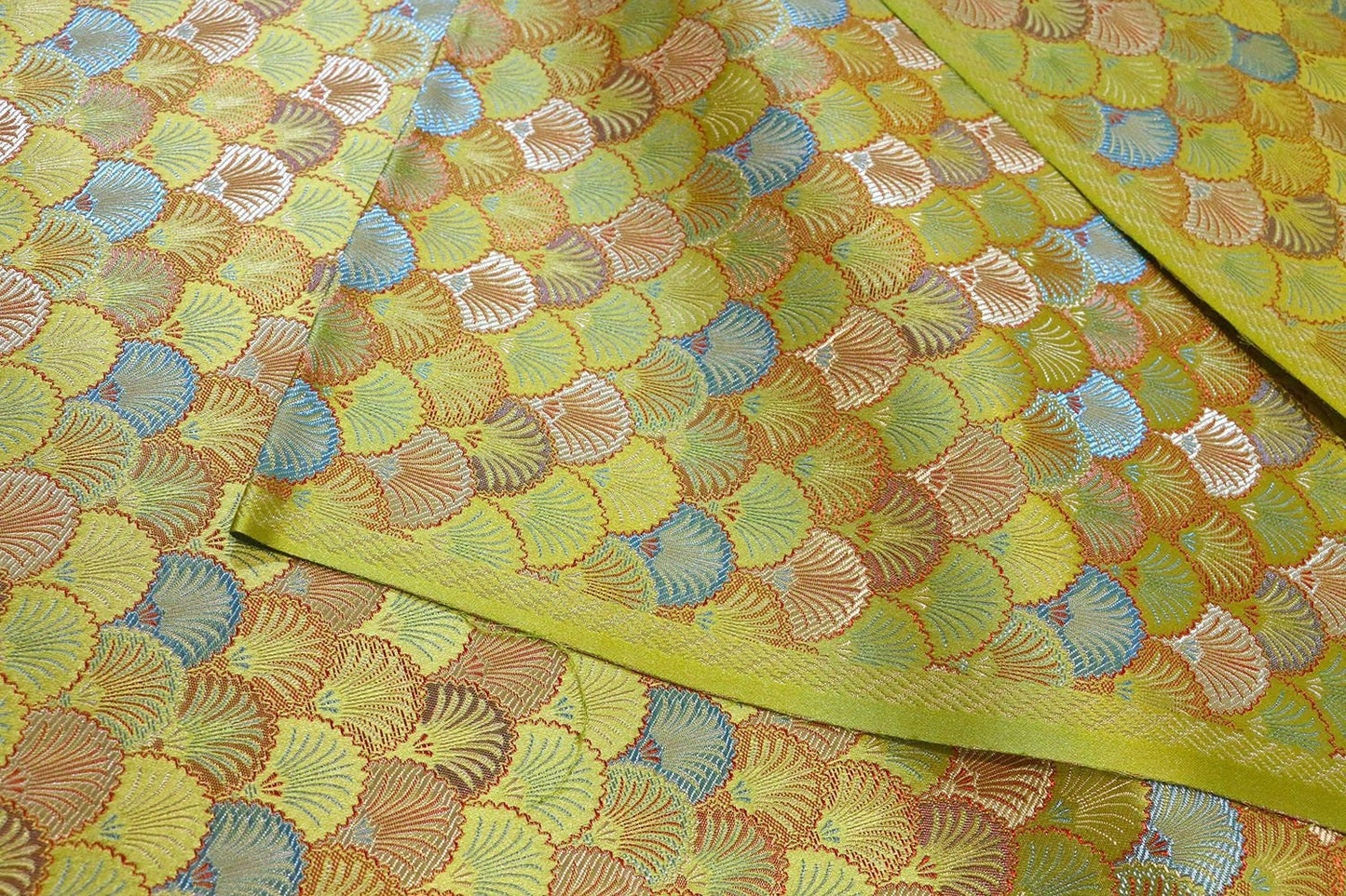 Japanese Shell Kinran Fabric: Rayon Jacquard Brocade (29.5"W)