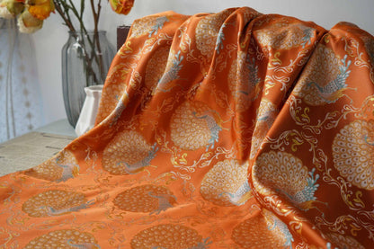 Peacock Brocade Fabric: 59���W Jacquard Damask, Costume