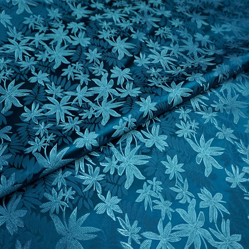Leaf Brocade Fabric: Silk Satin Cheongsam Hanfu Fabric (By The Meter)