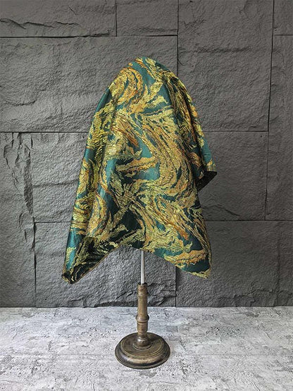 Gold Thread Jacquard Fabric: Green Mountain Upholstery, Costume, Decor (59" W)