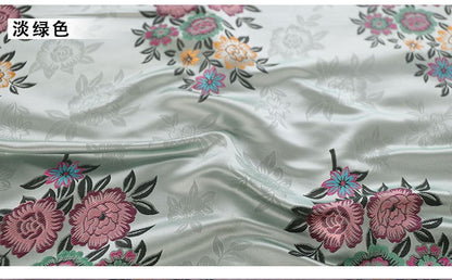 Tissu brocart jacquard à motifs floraux : rayonne rouge (matériel de couture)