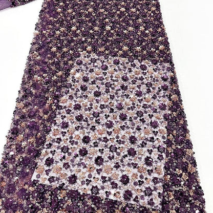 Embroidered Blossom Lace Fabric: Multi-Color Sequin Floral Appliqu��" Wide