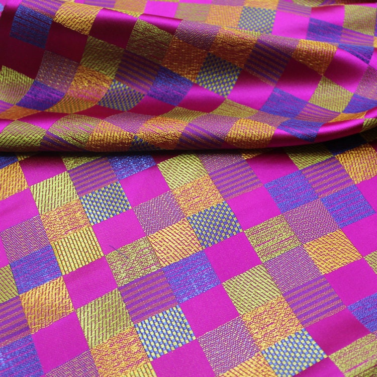 Fuchsia Brocade Fabric: Silk Rayon Jacquard, Cheongsam Qipao Material (35"W)