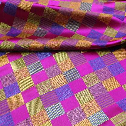 Fuchsia Brocade Fabric: Silk Rayon Jacquard, Cheongsam Qipao Material (35"W)