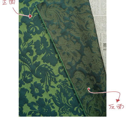 Embossed Floral Jacquard Fabric ��� Green Vintage Style Upholste" Wide