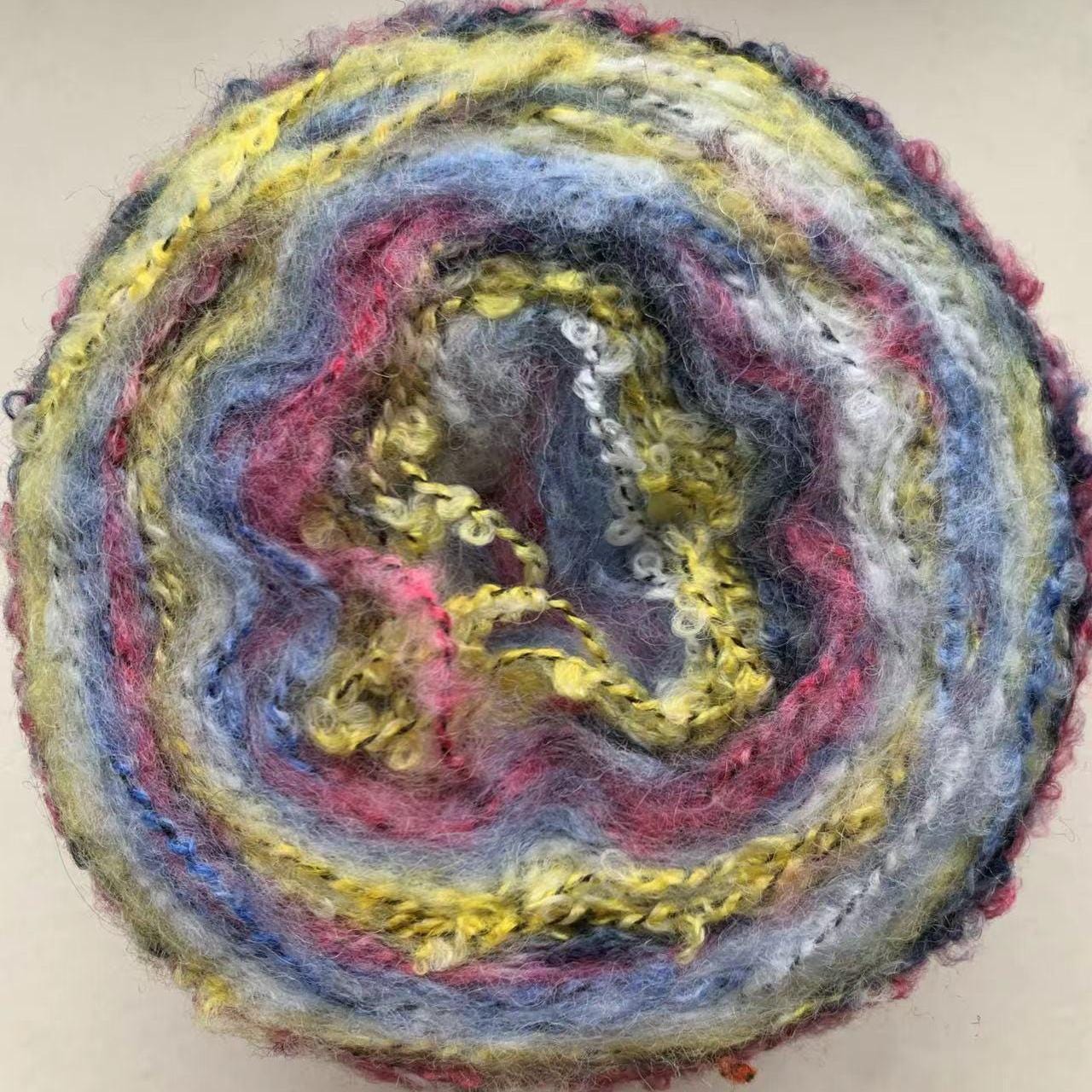 Hand-Dyed Rainbow Mohair Yarn: Gradient Ombre Knitting Wool