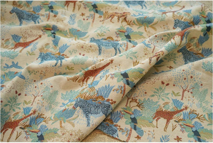 Jacquard Fabric: Zebra Giraffe Zoo Print, Upholstery Sewing Material (59"W)