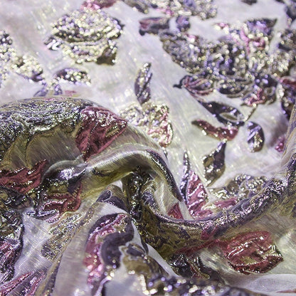 Metallic Embossed Floral Jacquard Fabric - 56"W Shimmering Gold Thread