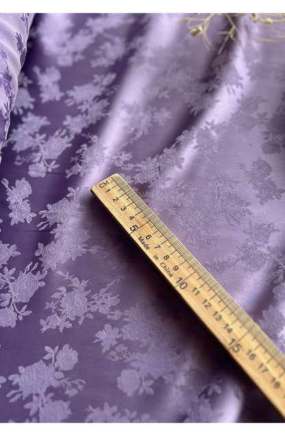 Lilac Peony Damask Fabric: Two-Sided Jacquard Satin, 59" Wide