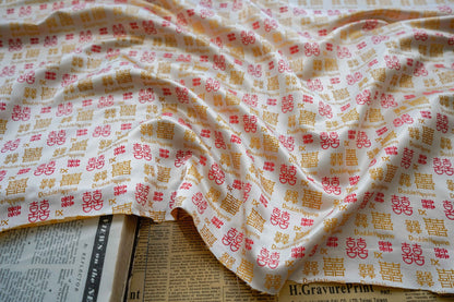 Double Happiness Jacquard Fabric: Traditional Chinese Symbol Polyester - Poppylollipop