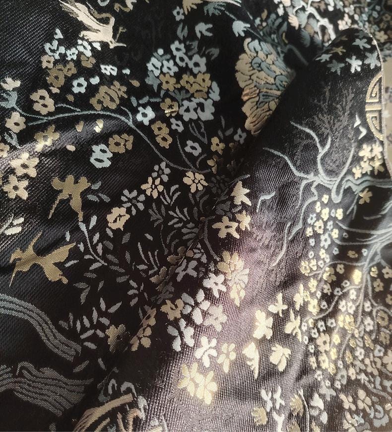 Gold Thread Jacquard Fabric: 3D Floral Designer Fabric - 59" Wide