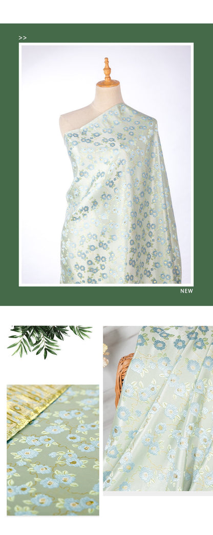 Nishijin Ori Brocade Fabric: Japanese Floral Satin, 59/29.5" Wide