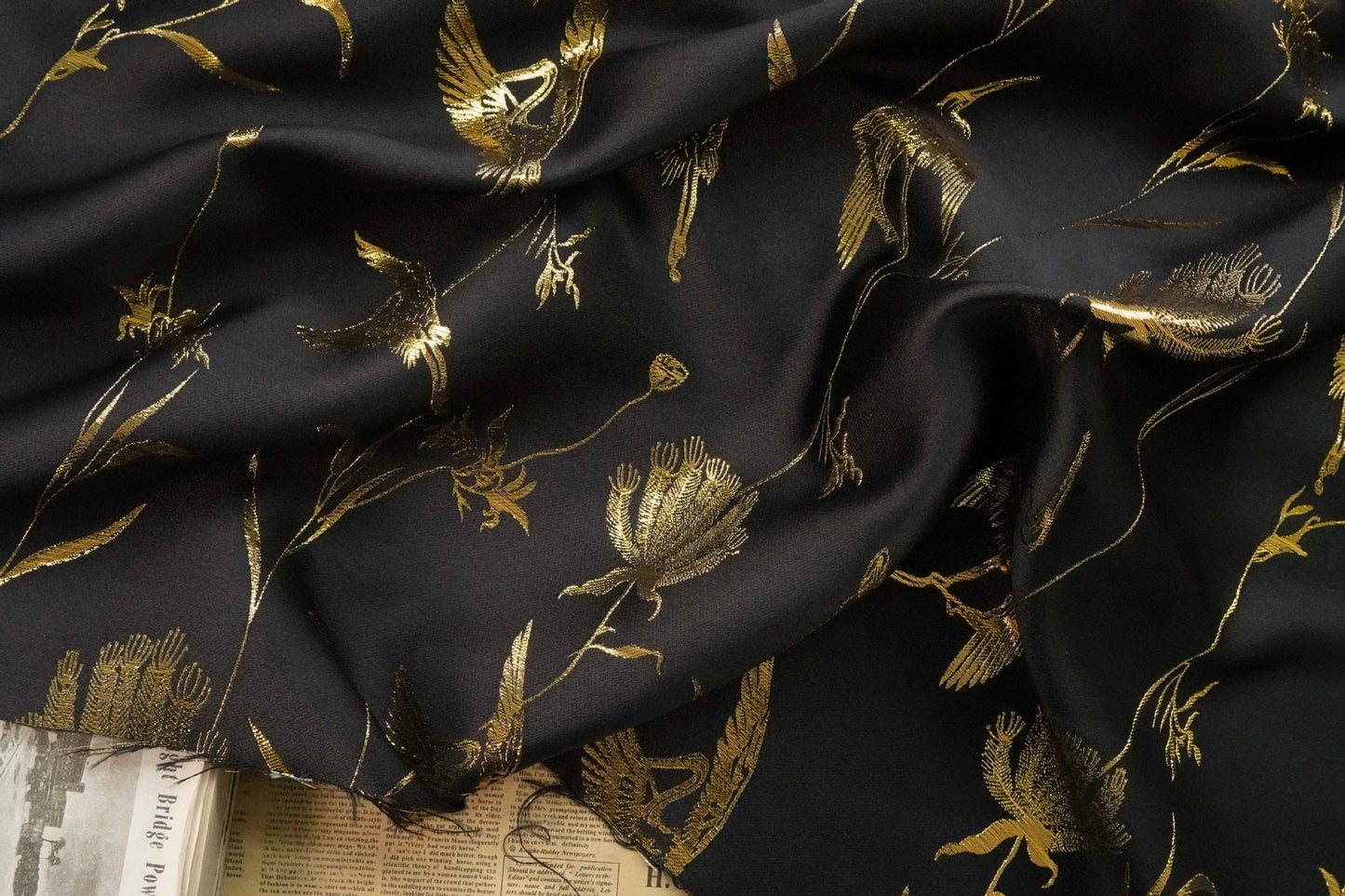 Gold Thread Jacquard Fabric: 3D Embossed Woven Upholstery, Costume, Decor