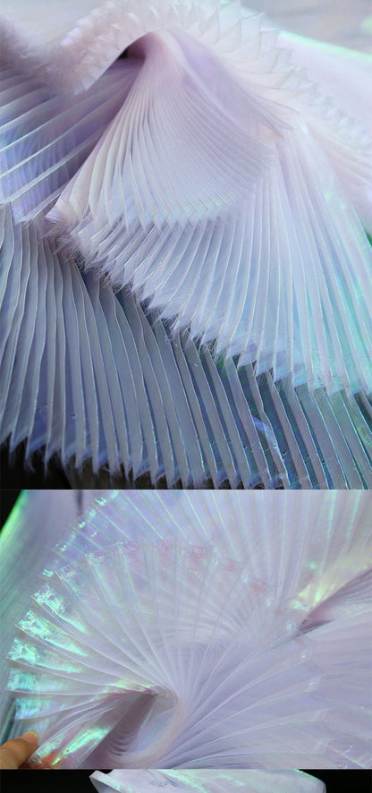 Mermaid Iridescent Pleated Organza Fabric: 55" Wide Designer Material