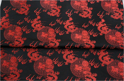 Tissu brocart de soie à motif de dragon chinois : 74 cm de large, accessoires de vêtements