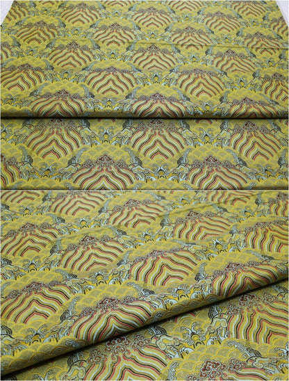 Tissu brocart de soie et rayonne à motif vagues océaniques - 75 cm