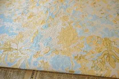 Tissu jacquard à fil doré : texture peinture à l’huile 3D, largeur 140 cm (55 po) – au mètre