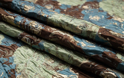Rose Jacquard Fabric with Gold Thread: 3D Designer Material, 57"W