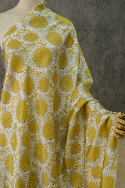 Sunflower Tea Silk Satin Fabric: Digital Print, 55" Wide