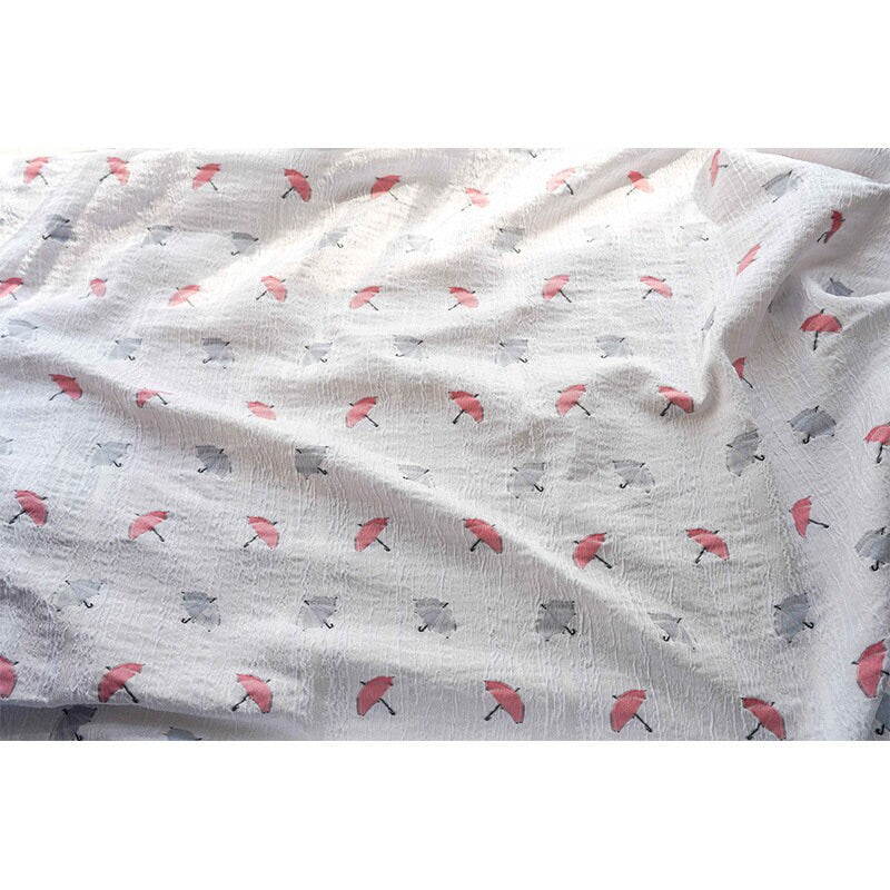 White Pleated Umbrella Fabric: Textured Rayon Blend, 59" Wide