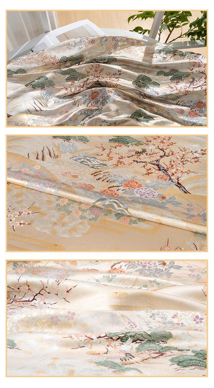 Nishijin Weaving Fabric: Pine, Cypress & Plum Blossom - 59"W Silk Rayon Blend