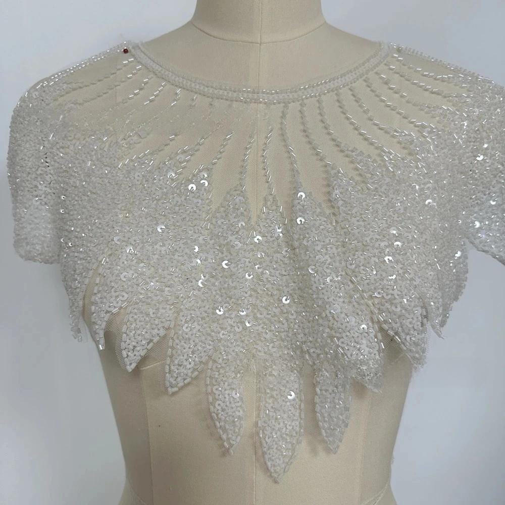 Gold Sequin Embroidered Collar Appliqu��: DIY Clothing Accessory (50x3