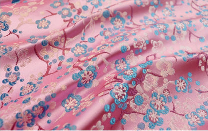 Plum Blossom Silk Brocade Fabric: Multicolored Cheongsam Qipao Material