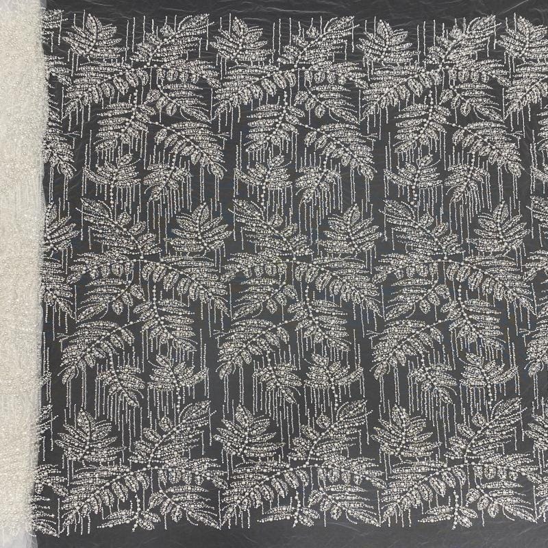 Luxury Beaded & Sequin Embroidered Fabric ��� 4/6/8mm Pearls, Bridal Material, Wedding Dress, Prom, Couture Sewing, High-End Fashi"W