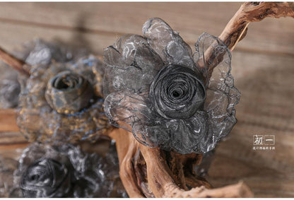 Blue & Gold Flower Corsage: Handmade Retro Clothing Design Accessory