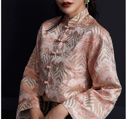 Fuchsia & Lilac Silk Brocade Fabric: Jacquard Damask, 29.5"W