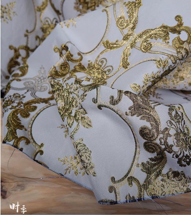 Jacquard Damask Fabric: Retro Palace Style, 55" Wide