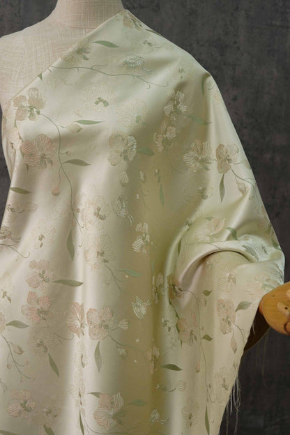 Tissu brocart à motifs floraux : Damas de soie Song 55 pouces, pour costumes et décoration - Vendu au mètre