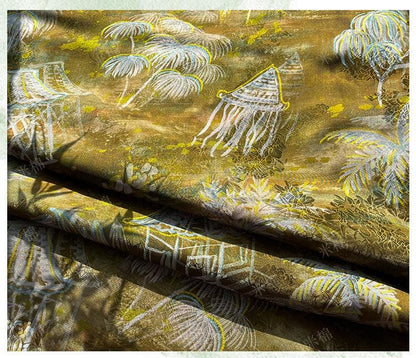Rayon Silk Jacquard Xiangyun Fabric, Handcrafted Warm Forest Home Textile for Sewing, Dressmaking, DIY Craf" Wide