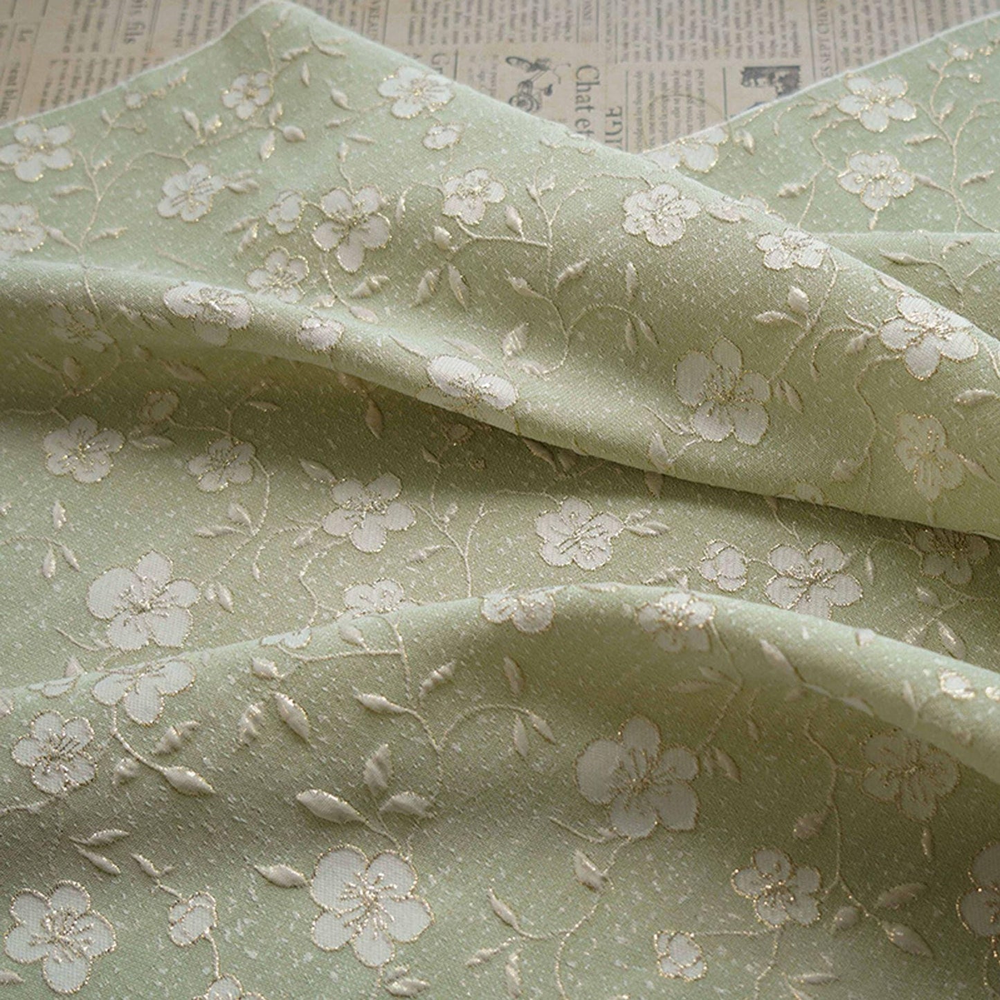 Reversible Jacquard Fabric: Gold Floral Embossed Upholstery, 56"W