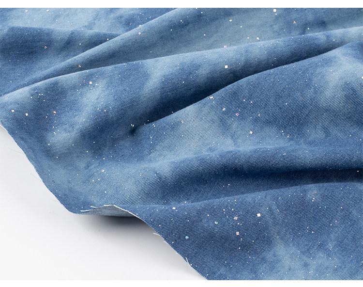 Blue Tie-Dye Denim Fabric ��� Sparkling Sequins, 100% Cott" Wide