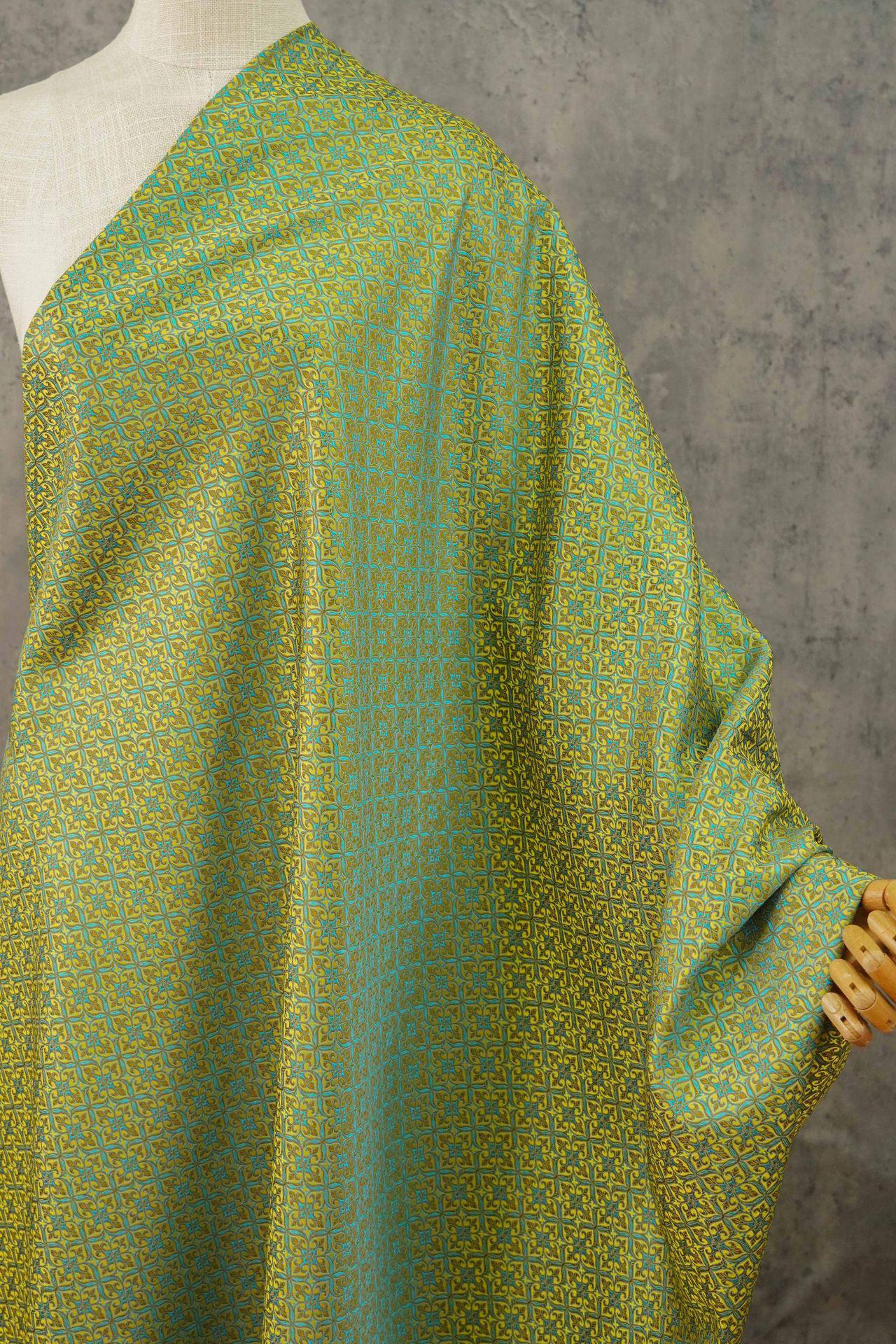 Teal Green Silk Brocade Fabric: Traditional Upholstery & Sewing, 59" Wide
