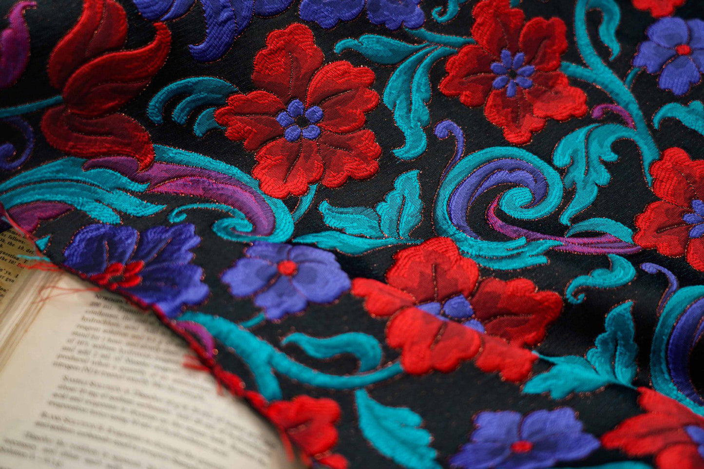 Floral Lurex Jacquard Fabric: 3D Flower Pattern, 62" Wide By 1 Meter