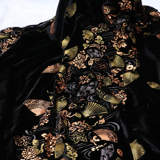 Gold Foil Adhesive Velvet Fabric ��� Luxurious Shimmer Craft & Sewing Materi"Wide