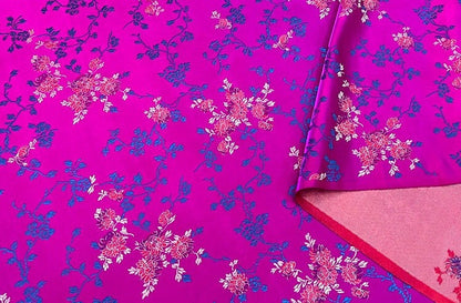 Tissu damassé en brocart de soie : tissu pour robe à motif pivoines, largeur 75 cm