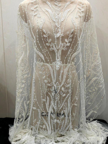 Beaded Sequin Lace Fabric: Bridal Wedding Veil, Doll Making, DIY