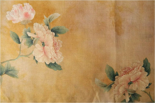 Floral Ramie Fabric: Dunhuang Ink Painting, Natural Fiber (57"W)