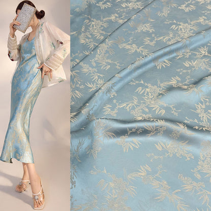 Bamboo Jacquard Satin Damask Fabric: Two-Sided Rayon, 59" Wide