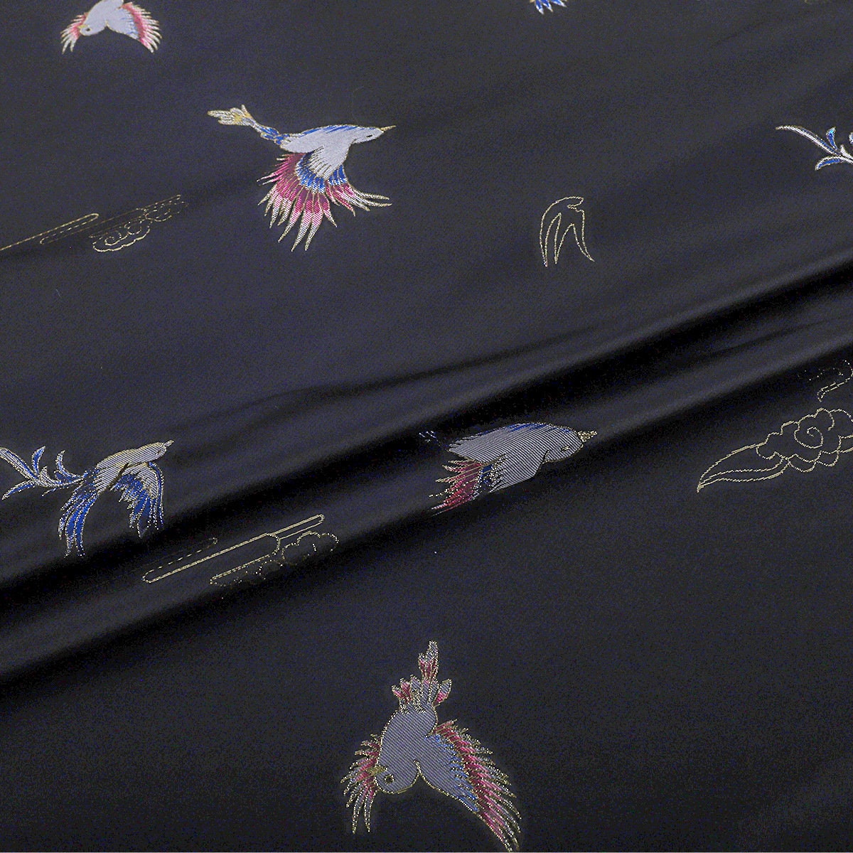 Tissu brocart Oiseau Phénix : tissage japonais Nishijin avec fil d'or (59"L)