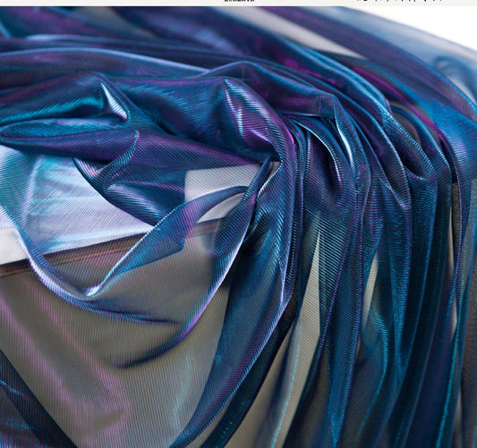 Gradient Hollow Mesh Fabric, Laser Illusion Polyester, Costume, Decor
