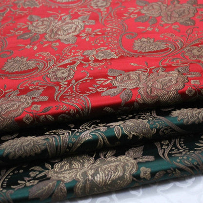 Tissu brocart de soie à motif pivoine : 75 cm de large, idéal pour les mariages