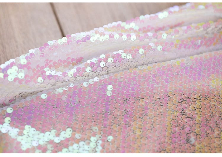 Pink Fish Scale Sequins Fabric: 53"W Symphony Gradient Polyester