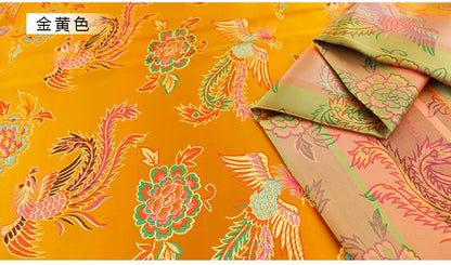 Peacock Damask Fabric: 45"W Chinese Brocade for Cheongsam & Upholstery