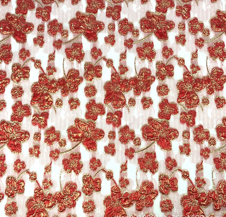Metallic Floral Jacquard Organza Fabric: 57"W Bronzing Dress Fabric